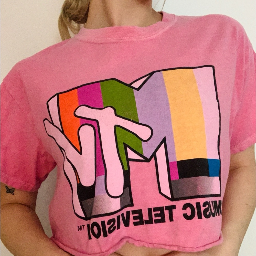 Pink Cropped MTV Tee